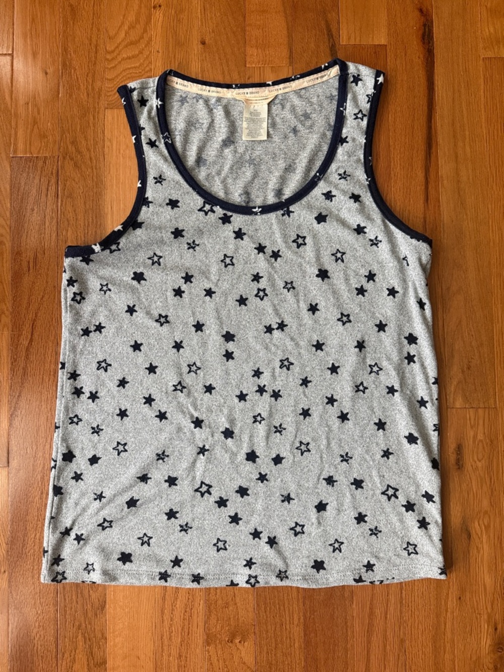 Lucky Brand 4th of July Star Print Scoop Neck Tank Top - Gray & Navy